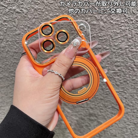 高機能高品質 iPhone17pro/17promaxケース MagSafeリングスタンド iPhone16/15/14シリーズカバー 耐衝撃 レンズカバー付[M5751]