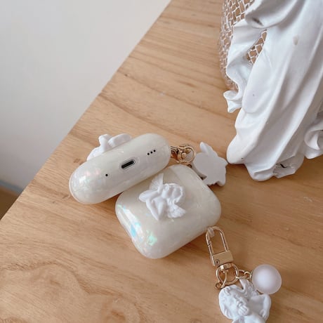 天使 貝殻紋 Airpods3ケース  おしゃれキラキラ AirpodsPro2カバー 可愛いangel 綺麗 頑丈 [M2538]