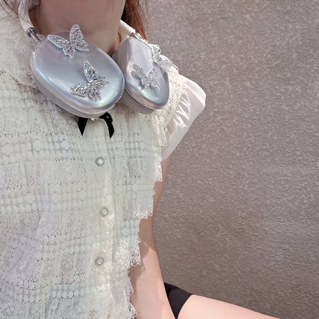 蝶デコ AirPodsMax2/1クリアケース 軽量 エアーポッズ マックス専用カバー 使いやすい 大人可愛い[M5536]