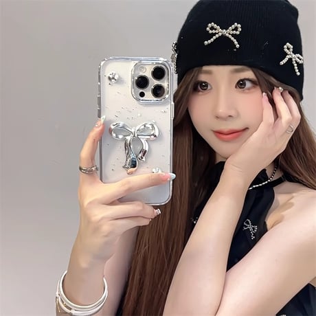 高級感リボン iPhone15/15proカバー 女子力高いiPhone14Pro/13promax/12ケース かわいい 綺麗[M4455]