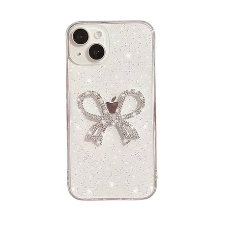 ジュエリーリボンiPhone15/15proケース キラキララメ入り iPhone14pro/13/12カバー きれい ガールズファッション M4170]