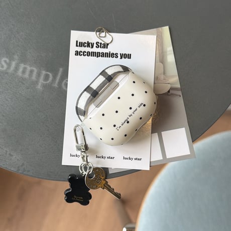 チェック柄水玉模様 Airpods Pro3ケース 指紋防止 Airpods4/3カバー pro2/pro1 リング/キーホルダー オシャレ[M6341]