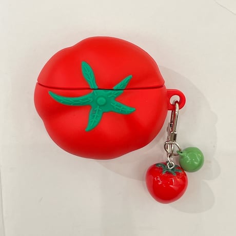 トマト Airpods4ケース キーチェーン付  Airpods3/Pro2ケース airpodspro2カバー シリコン 可愛い 頑丈 ギフトにおすすめ[M5123]