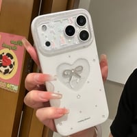 ジュエリーリボン iPhone17/17Proケース ラメ入り 韓国っぽい iPhone17promax/16/15カバー キラキラ オシャレ  大人可愛い [M5704]