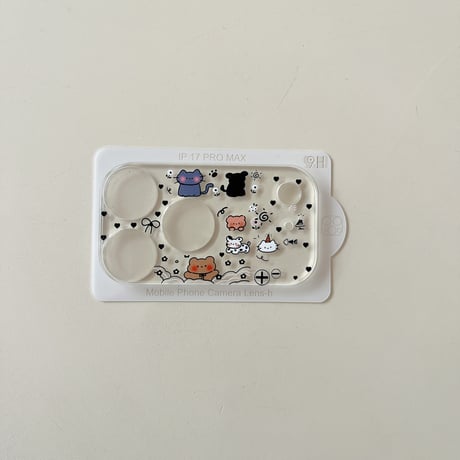 可愛い動物柄 カメラカバー  iPhone17Pro iPhone17ProMax ガラスレンズフィルム  傷から保護 iPhoneをカスタマイズ [M6120]