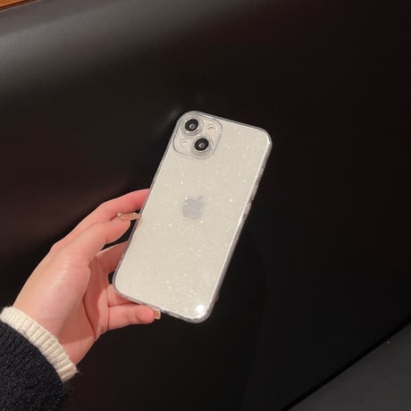 ラメ クリア iPhone15/15proケース キラキラレンズフィルム iPhone14pro/13/12カバー 薄型ソフトケース 高透明 [M4053]