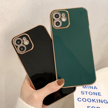 シンプル風ツヤあり iphone12pro/SE2ケース 金色枠ツヤ高級感アイフォン11promax/XSMAXカバー  頑丈耐久性耐衝撃ソフトケース M307
