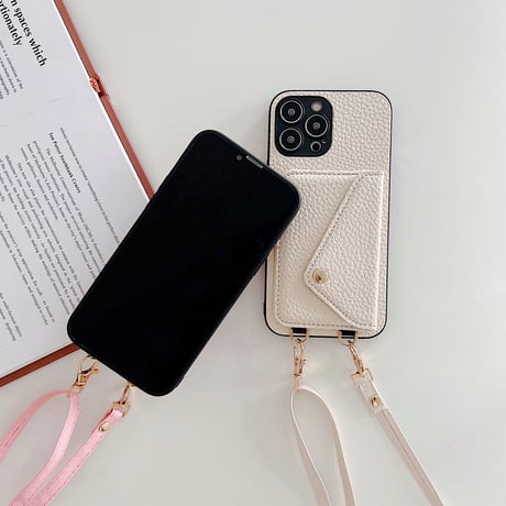 交通カード入れ iphone14pro/14Plusケース レザー アイフォン13/12mini/11カバー 長さ調整可能 肩掛けストラップ付 実用 [M2214]