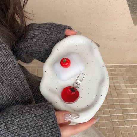 トマト Airpods 4ケース 指紋防止 Airpods3/2カバー Airpodspro2/pro  キーホルダー付き 黄ばまない[M5022]