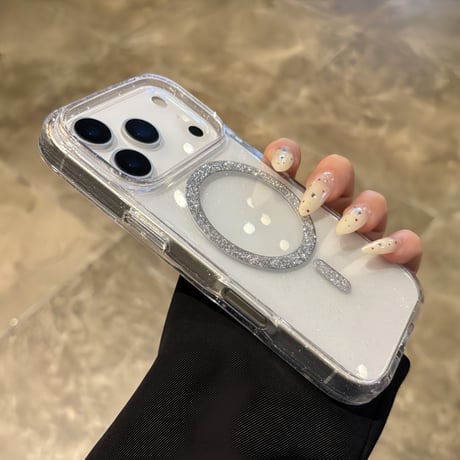 キラキラ iPhone17Proケース 17Air MagSafe対応 iPhone17 17ProMaxカバー 光るラメ 黄ばまない 軽量 [M5673]