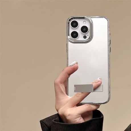 スタンド付 ミラー iPhone16Pro/16ケース メイク鏡 オシャレ iPhone15Pro/14/13Promax/SEカバー 便利 [M4848]