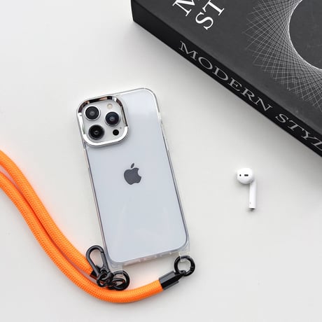 頑丈肩ひも iPhone14/13promaxケース 高透明 アイフォン12pro/11カバー 便利 首掛け/肩掛け  カラビナ付 お揃い[M3222]