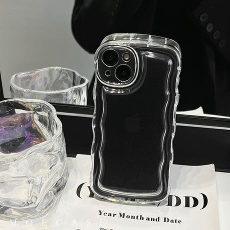 クリア iPhone17e/17Pro/16/15proケース  うねうね シンプル風 アイフォン14pro/13/12/11カバー 落下防止 定番 使いやすい [M2775]