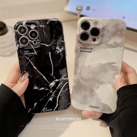 大理石柄 iPhone14pro/14promaxケース 艶あり iPhone13pro/12/11promaxカバー 男女お揃い 頑丈 高品質 ハードケース[M3268]