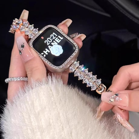 豪華ダイヤ AppleWatch Serise 10バンド 高級感 金属 アップルウォッチ Ultra2/1/SE/Series9/8/7/6/5/4/3/2/1  丈夫 おしゃれ[M4888]