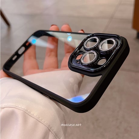 【iPhone15対応】耐衝撃高透明iPhone14promaxケース  キラキラカメラレンズ保護フィルム付き 高級感 頑丈[M2254]