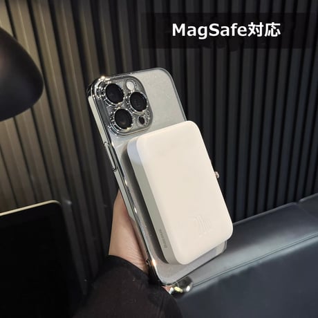Magsafe対応 iPhone15/15proケース スタンド オシャレ アイフォン14/13proカバー レンズフイルム付 キラキララメ入り [M3620]