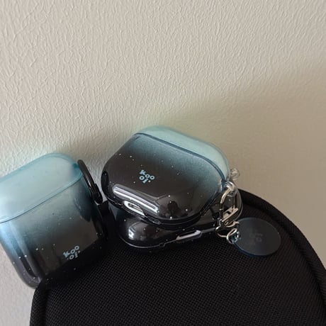 グラデーションブルー Airpods Pro3ケース 光沢感 Airpods4/3カバー pro2/pro1 リング/キーホルダー  オシャレ[M6206]