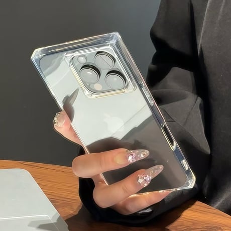 スクエア iPhone16/16proケース 高透明 iPhone15promax/14/13カバー 艶感 シンプル 四角 [M5353]