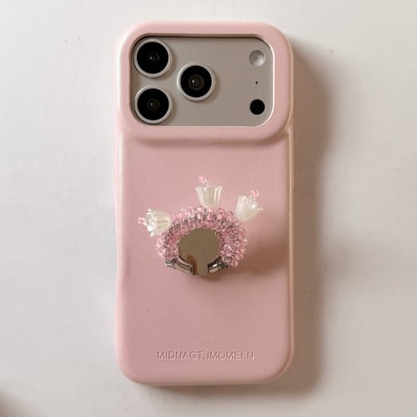 花付ミラーリング iPhone17/17Proケース レザー iPhone16Pro/15pro/14ケース エレガント スタンド付[M6300]