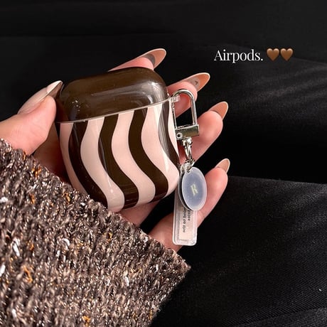 しま模様 Airpods 4ケース シック Airpodspro2/proカバー Airpods3/2 リング/チャーム SNS人気[M4779]