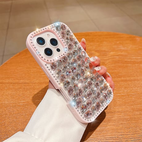 豪華ダイヤ iPhone16Pro/16カバー ジュエリー キラキラ iPhone15plus/14/13promaxケース 贅沢 ストラップ 高級感たっぷり [M5291]