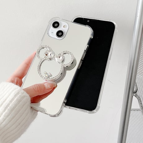 鏡グリップ iPhone15/15proケース かわいいミラー iPhoneSE2/14/13Proカバー 女子に大人気 ギフトにおすすめ 多機能 [M4016]