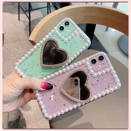 おしゃれ真珠 iphone11/12proケース  鏡面ポップソケット付アイフォンSE2/xsケース ラメ入りクリアケース 落下防止 スタンド機能付き 綺麗M318