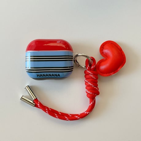 縞模様 Airpods 4ケース ハートデコキーチェーン付 Airpods3/Pro2ケース airpodsproカバー  トレンド人気[M4882]