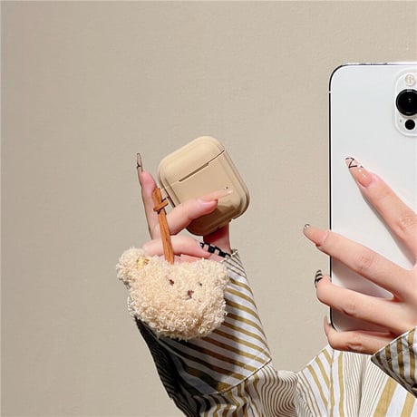 クマちゃんストラップ AirPods4/Pro2ケース シリコン製  airpods3/2カバー 防塵カバー付き  お揃い ギフトにおすすめ[M2528]