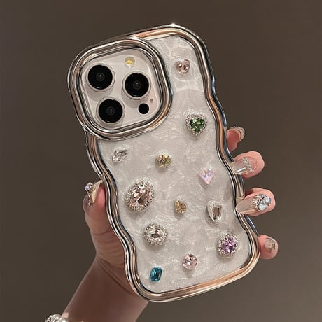 ダイヤ iPhone16/16Proケース うねうねキラキラ iPhone15Pro/14/13pro/12ケース 豪華  上品 指紋防止/落下防止[M4719]