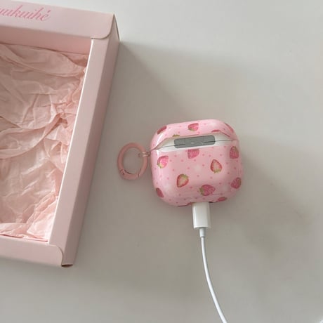 イチゴ柄 AirpodsPro3ケース 甘めコーデ Airpods4/3カバー AirpodsPro第2/1世代 ピンク ギフトにおすすめ[M6515]