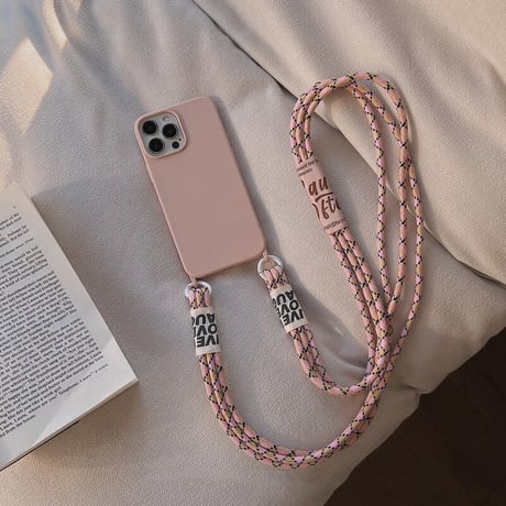 ショルダーストラップ付 iphone16/15pro/14/13ケース  高級感 iphone12mini/11proカバー   シンプル風  ガールズファッション[M2149]