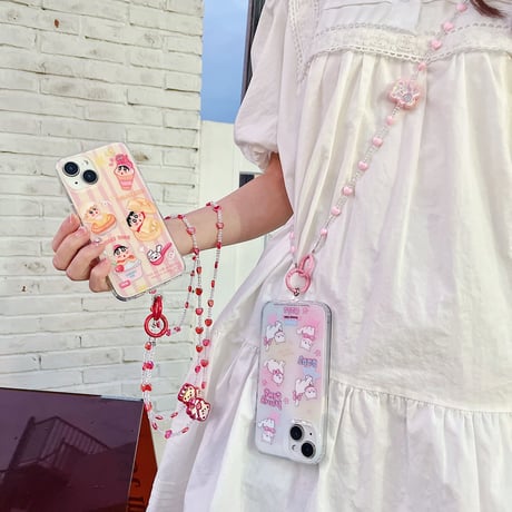 スマホストラップ 肩掛け 可愛い キラキラ 全種類対応 ギフトにおすすめ おしゃれ 長い真珠ストラップ  女子力アップ  落下防止  手つくり[M3298]