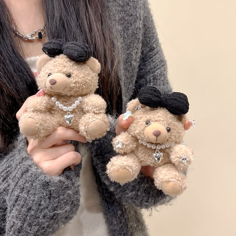 クマぬいぐるみ Airpods4/3/Pro2ケース  もこもこ エアーポッズケース 柔らかい 手さわりいい プレゼントにおすすめ[M3785]