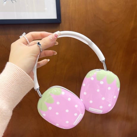 ストロベリー AirPodsMaxカバー ピンク エアーポッズ マックス専用ケース かわいい 耐久性あり 女子力アップ[M4177]