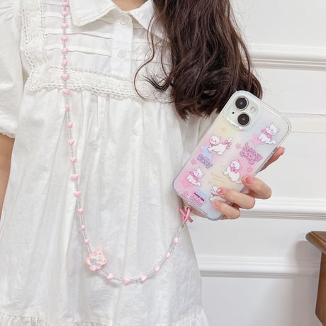 スマホストラップ 肩掛け 可愛い キラキラ 全種類対応 ギフトにおすすめ おしゃれ 長い真珠ストラップ  女子力アップ  落下防止  手つくり[M3298]