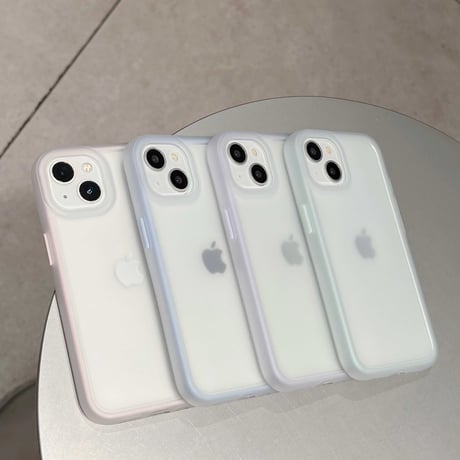 指紋防止 半透明 iPhone15/15proケース マット 淡色系 iPhone14pro/13promaxカバー 夏に人気 [M4516]