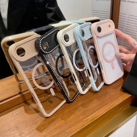 ジュエリーライン iPhone17/17Airケース MagSafe対応 iPhone17Pro/17ProMaxカバー パステルカラー 黄ばまない [M5667]