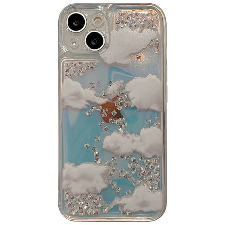 曇り空 iPhone13/14proケース 動くグリッター入り iPhone12/11/XSカバー キラキラオシャレ レーザー光る 夏に人気 プレゼント [M3186]