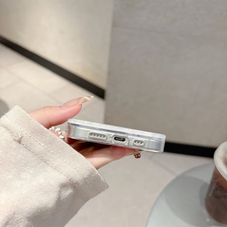 動くダイヤ iPhone16pro/17ケース リボン柄 透明iPhone15pro/14/13カバー オシャレ キラキラ 可愛い [M5557]