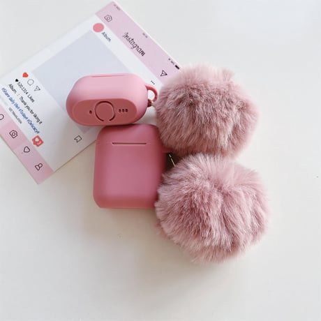 毛玉付 Airpods 4ケース ピンク 高品質シリコン Airpodspro2/proカバー Airpods3/2 充電口カバー付 可愛い[M4958]