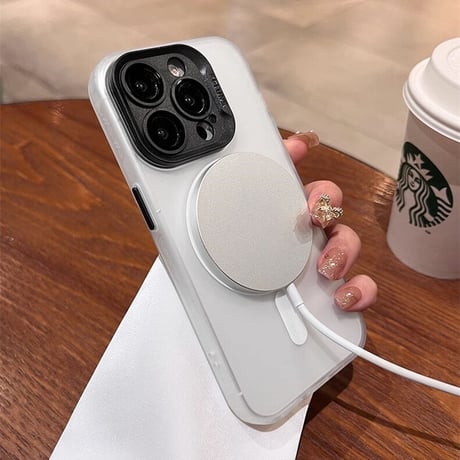 カメラカバースタンド一体型 iPhone15pro/15promaxケース MagSafe対応 指紋防止 iPhone14/13/12カバー シンプル風[M3612]