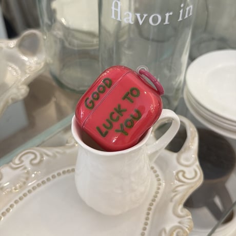 Good Luck to you AirPodsPro3/Pro2ケース チェリーカラー  AirPods4/3ケースカラビナ付き ギフトにおすすめ [M6716]