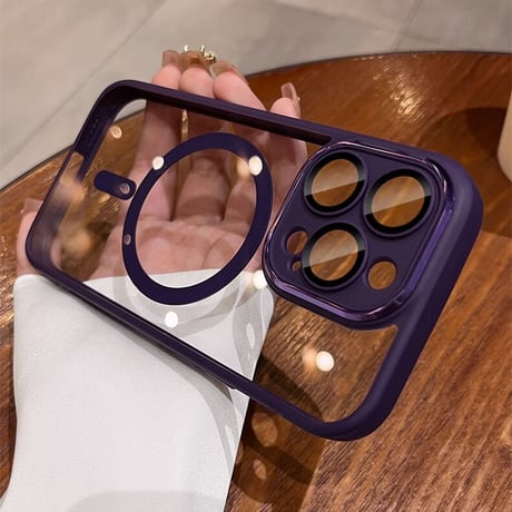 Magsafe iPhone16pro/15promaxケース  滑り止め加工 黄ばまないアイフォン14/13/12proカバー カメラ保護 チタンカラー[M3611]