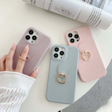 リング付レザーiphone14Plus/14proケース  高品質 高級感 iphone13mini/12/11カバー   シンプル  お揃い 実用 ファッションセンスいい[M2217]