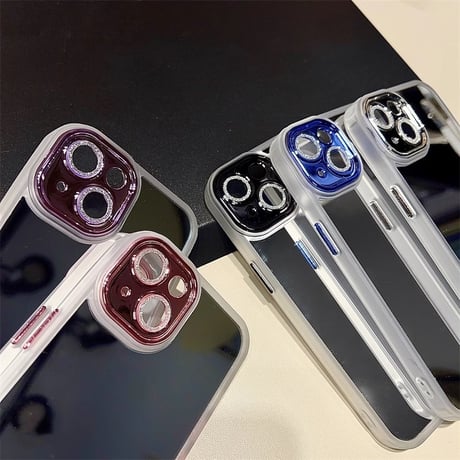 キラキラレンズフイルム付 iPhone15/15proカバー ミラー iPhone14promax/13pro/12ケース 割れない 頑丈[M4260]