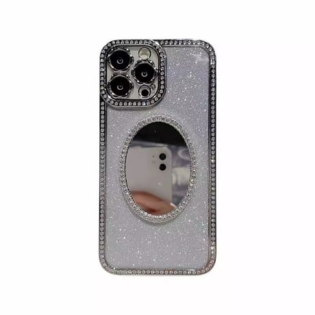 鏡 ジュエリーiPhone15Pro/15ケース 花カメラレンズ アイフォン14Pro/13ケース お洒落 キラキラインナーシート付  [M3752]