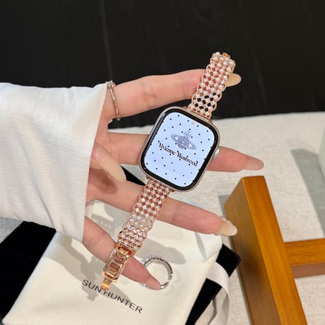 パール  AppleWatchバンド 上品 メタル AppleWatchベルト Series 11/10/9/8 SE3/2  Ultra3/2/1 高級感高品質 エレガント[M6440]