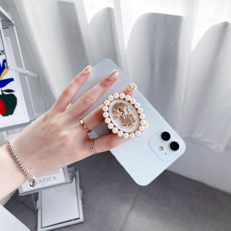 おしゃれ女王スマホグリップ 真珠 ポップソケット  綺麗スマホソケット  タンド機能付き   ガールズに超人気  落下防止M604